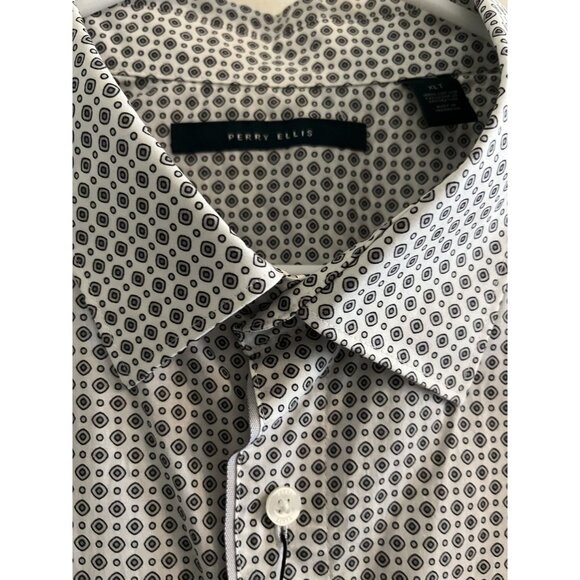 Perry Ellis Alloy Big & Tall Button Up Short Sleeve Shirt XLT TGE EGA 100% Cotto - Picture 2 of 15